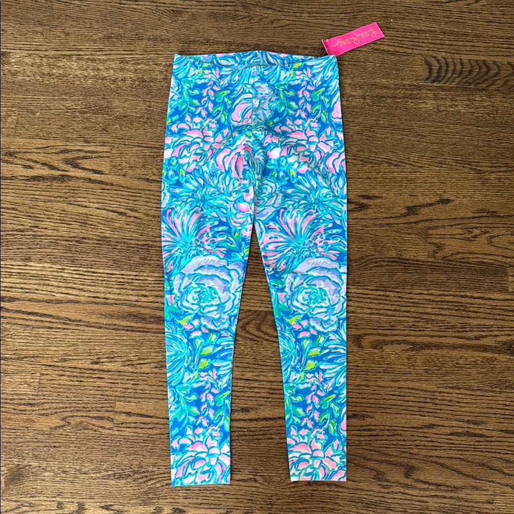 Lilly Pulitzer Blue and Pink Tropical Leggings NWT
